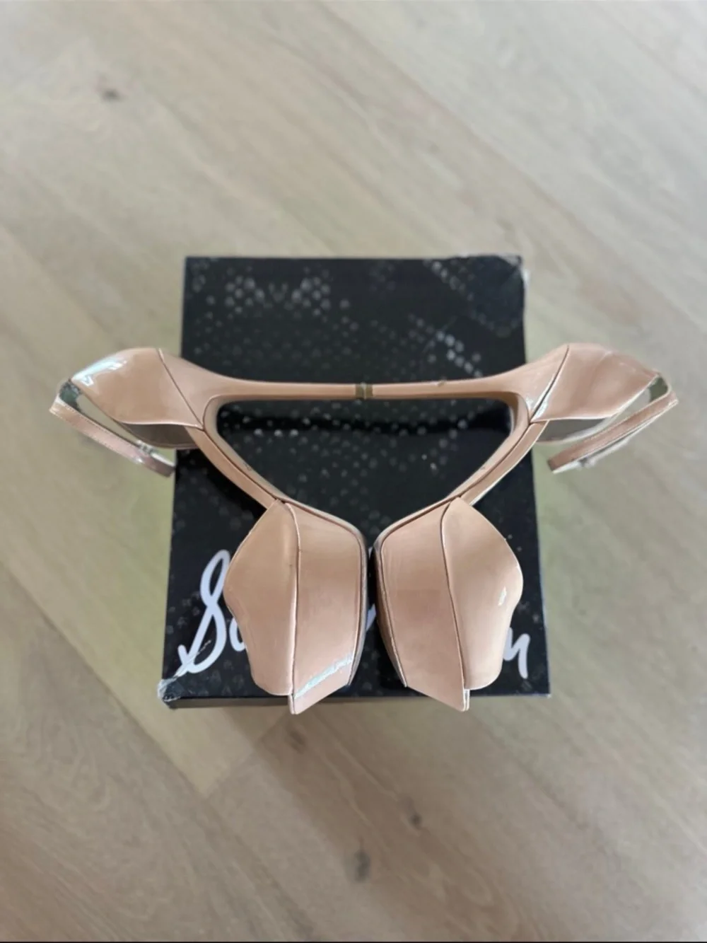 Sam Edelman Blush Patent Leather Peep-Toe Platform Heels - Picture 10 of 12